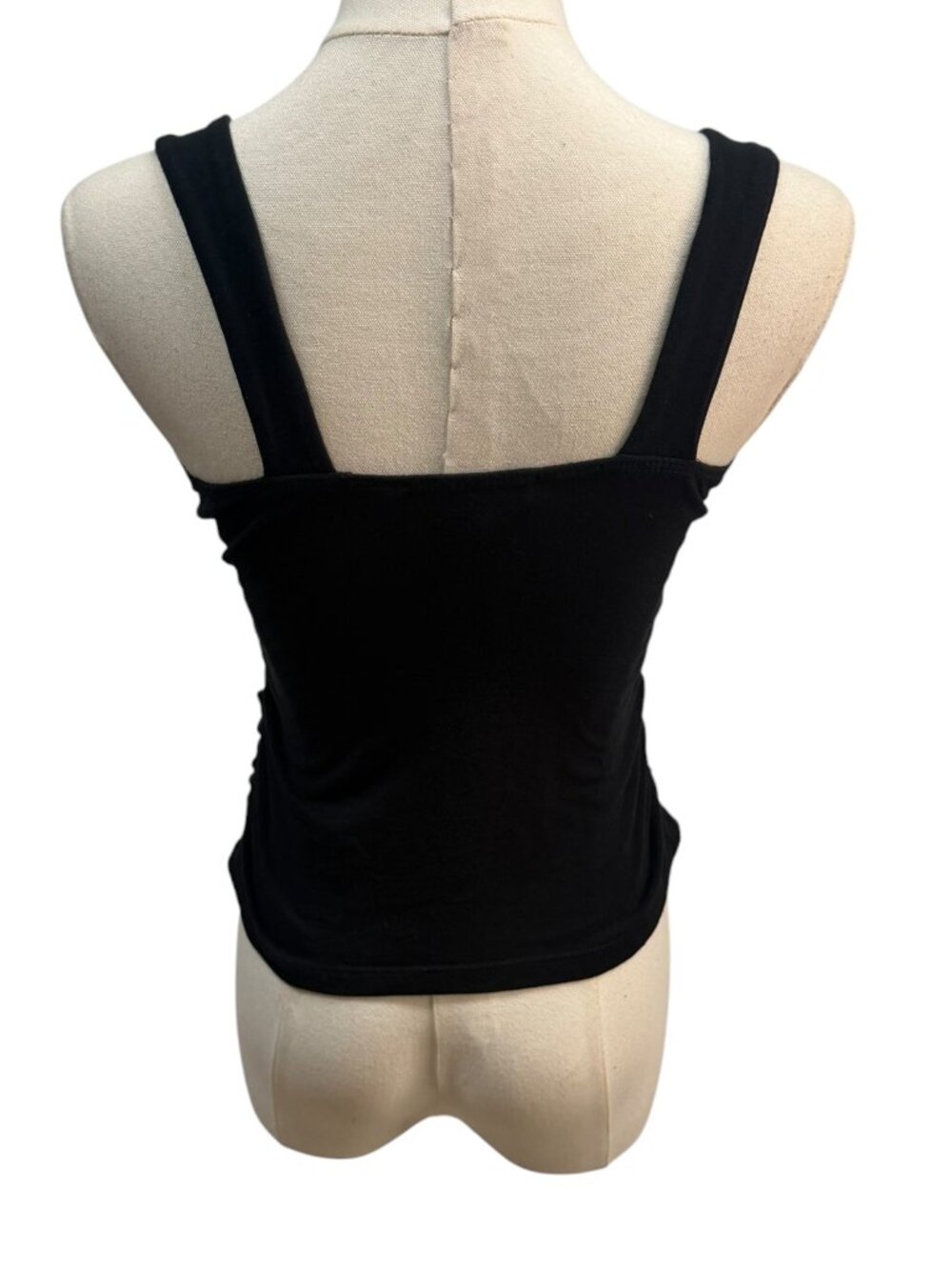 EUC Anthropologie Maeve Black Ruched Stretch Tank Top XS - Picture 2 of 4
